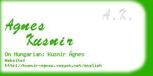 agnes kusnir business card
